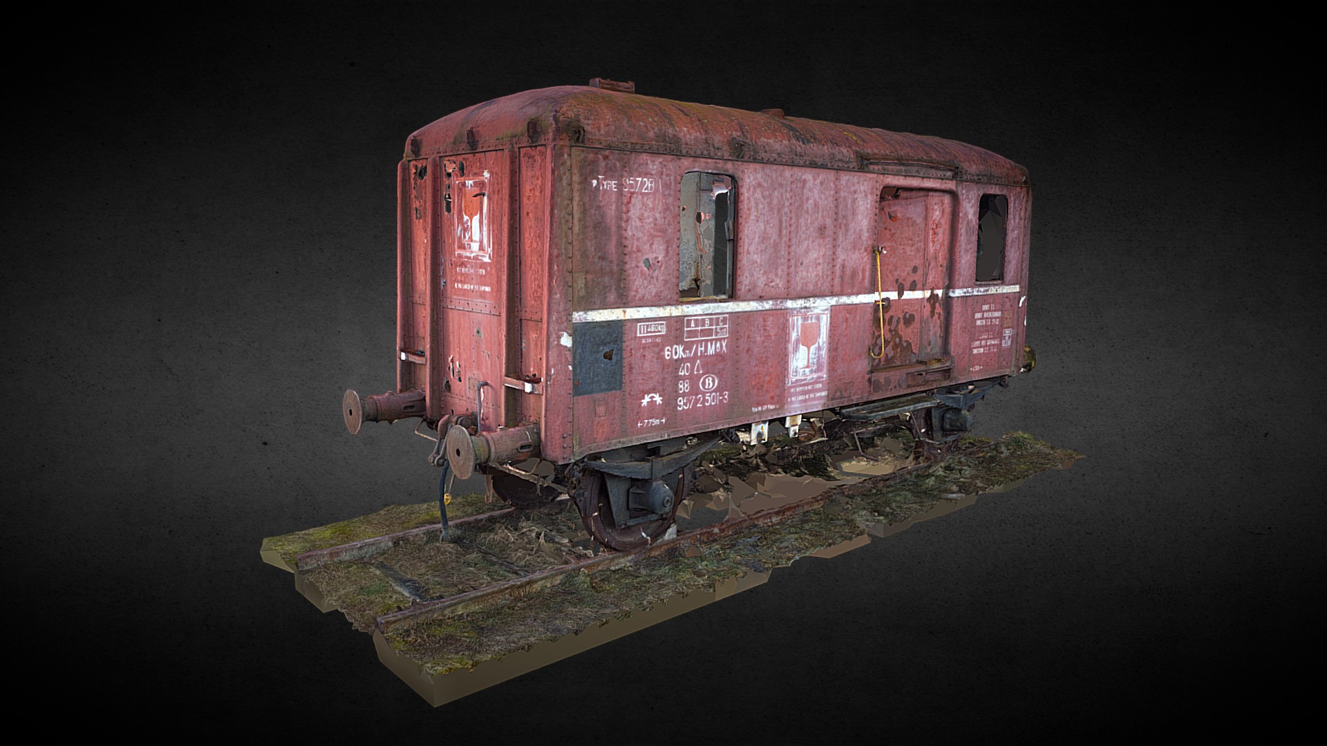3D model Red Wagon - This is a 3D model of the Red Wagon. The 3D model is about a red train car.