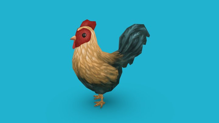 LowPoly Rooster 3D Model