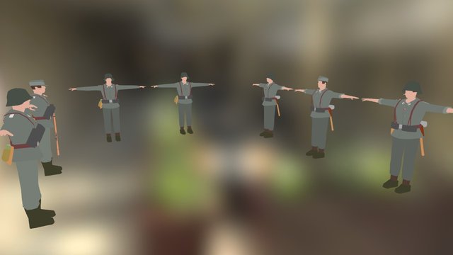 Lowpoly Wehrmacht Troops v1 3D Model