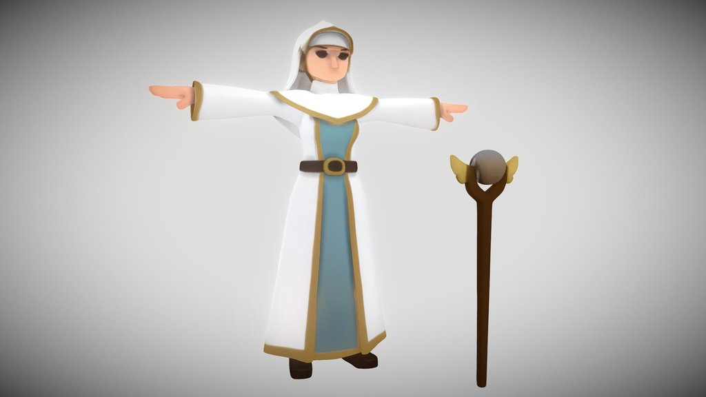 Woman Medieval Healer With A Scepter