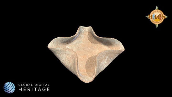 Four-spouted clay oil lamp