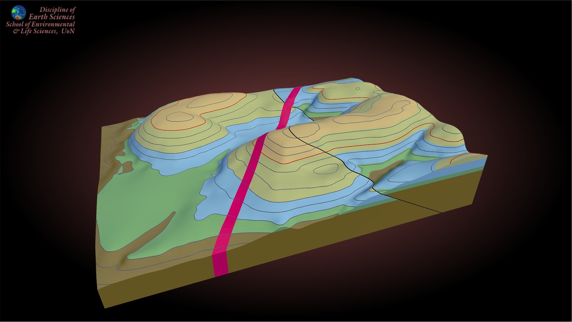 3D geological model with topography - 3D model by Earth Sciences