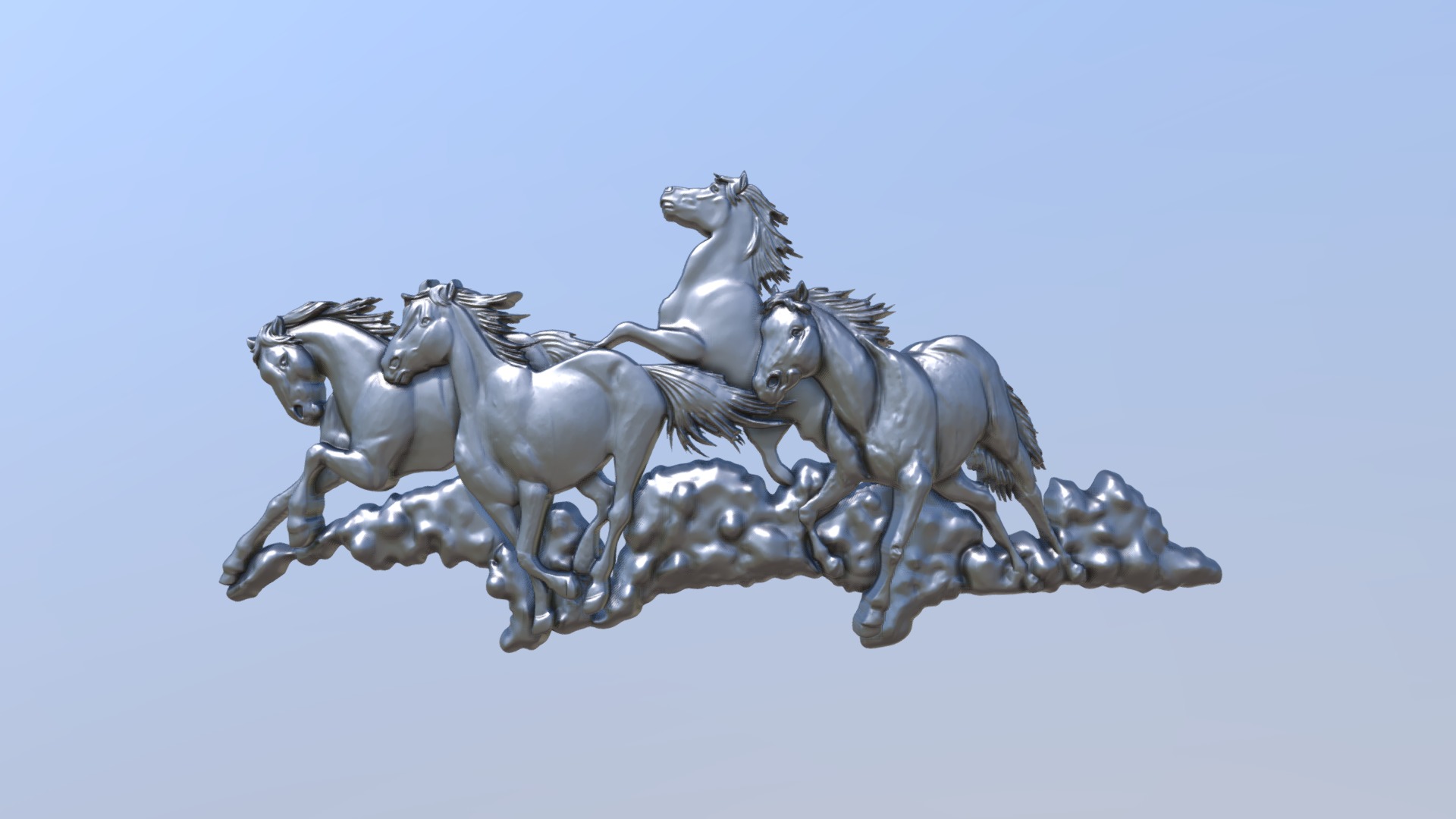 3D model Galloping Horses - This is a 3D model of the Galloping Horses. The 3D model is about a statue of a person riding a horse.