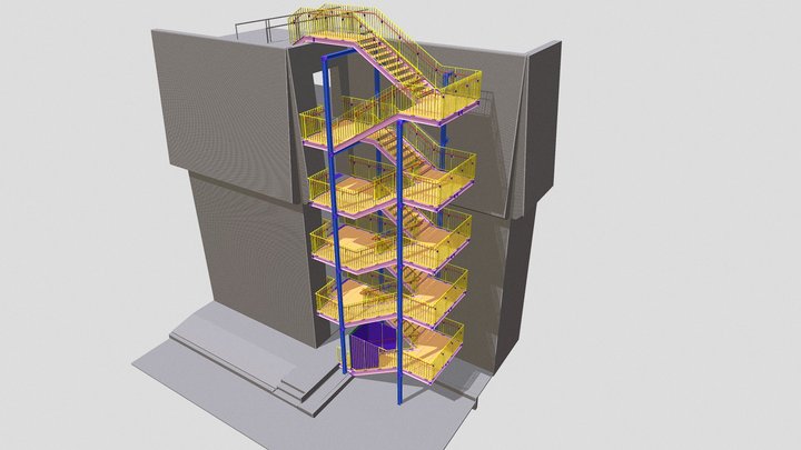 Fluchttreppenturm/steel staircase tower 3D Model