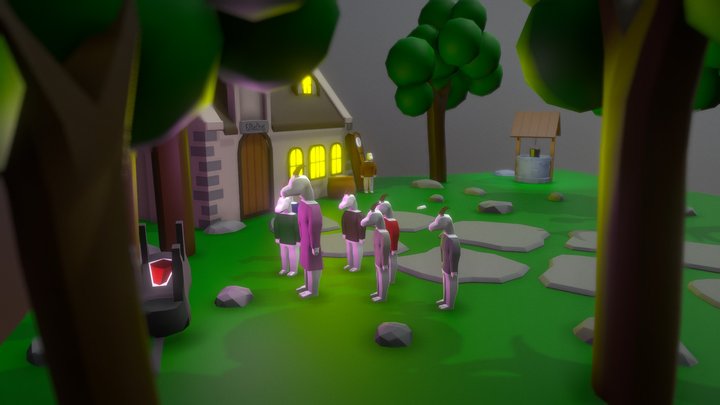 Wolf and the 7 goats 3D Model