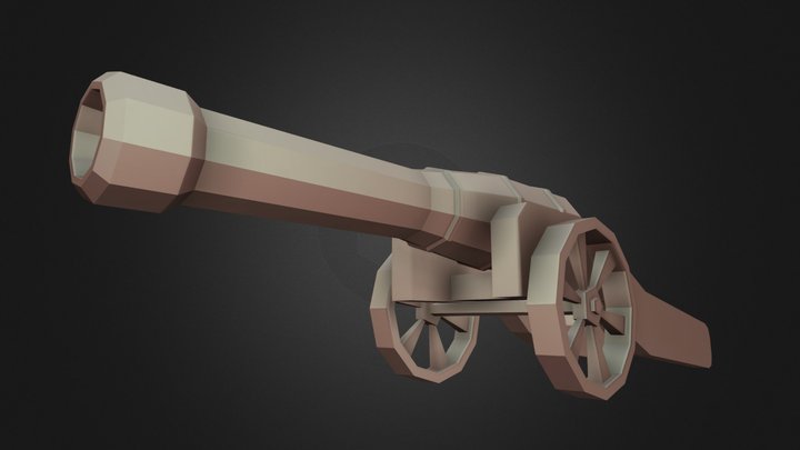 Low Poly medieval cannon 3D Model