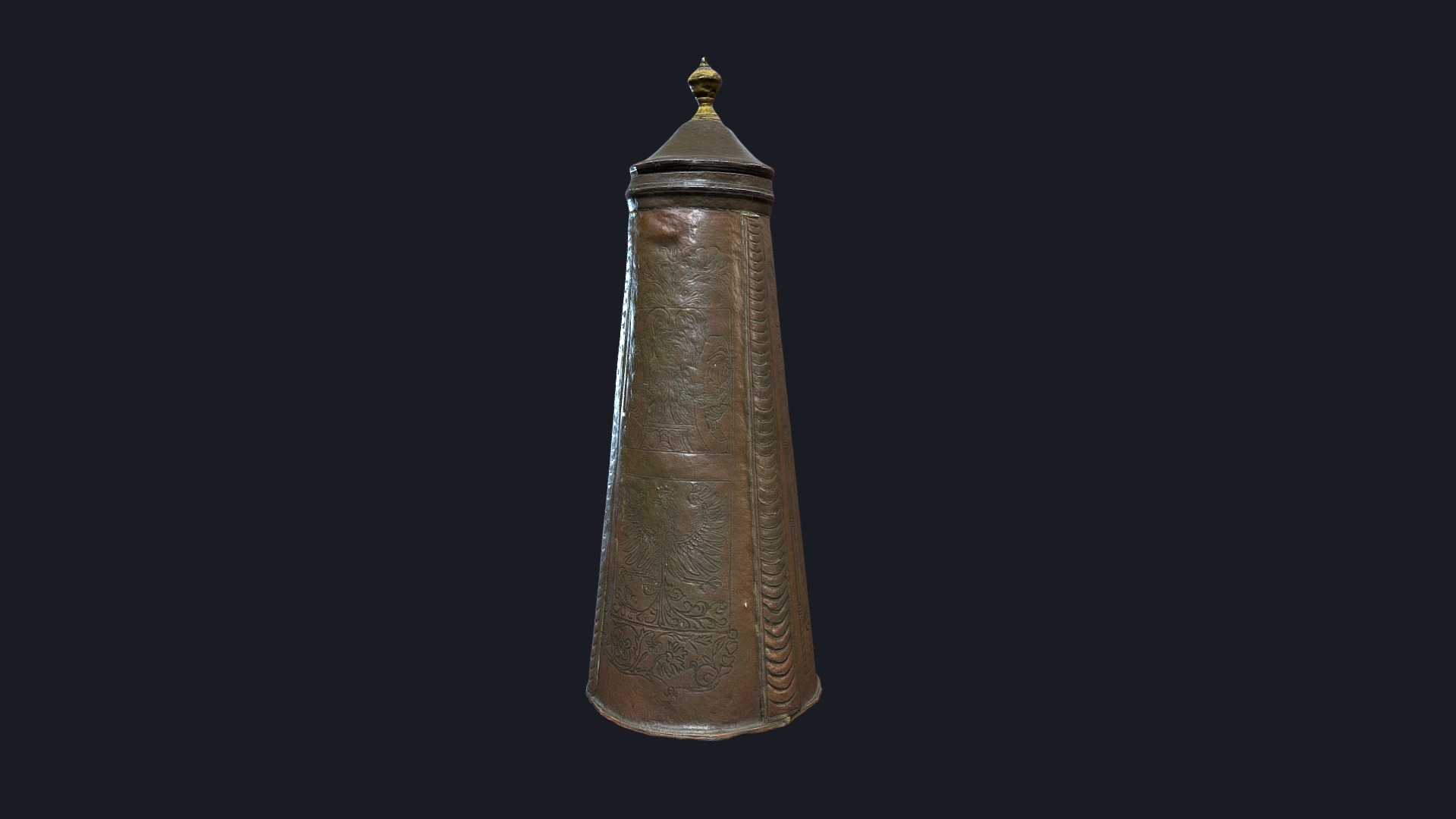 3D model Old Urn – Photogrammetry - This is a 3D model of the Old Urn - Photogrammetry. The 3D model is about a gold and silver cylindrical object.