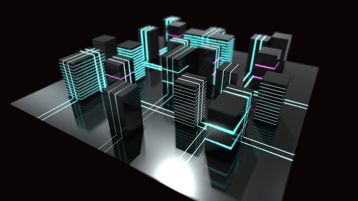 cyberpunk city MAP 3D Model