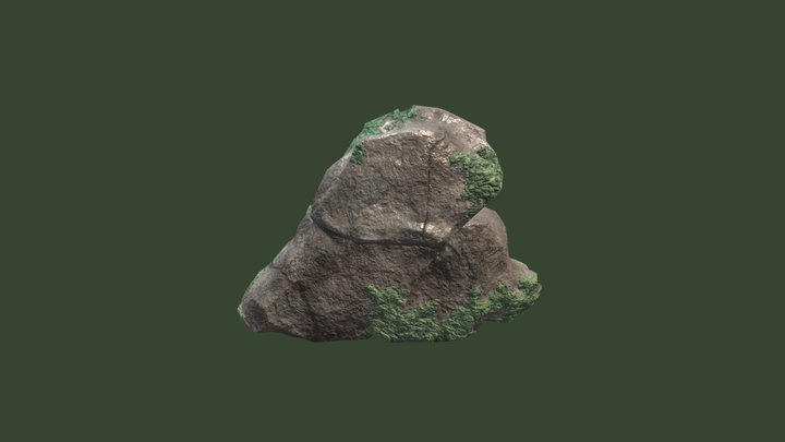 Stone With Moss 3D Model