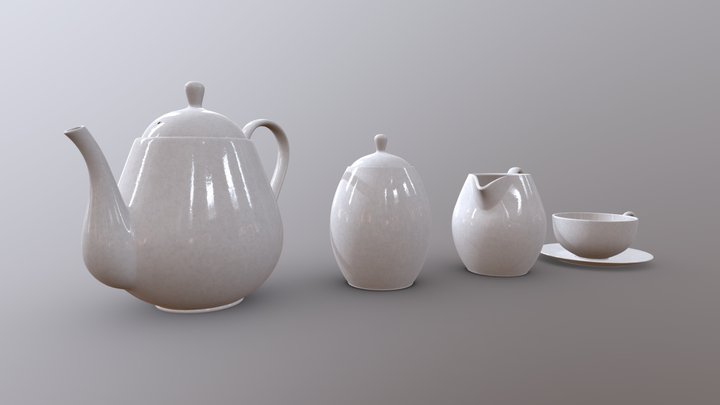 White Porcelain Tea Set 3D Model