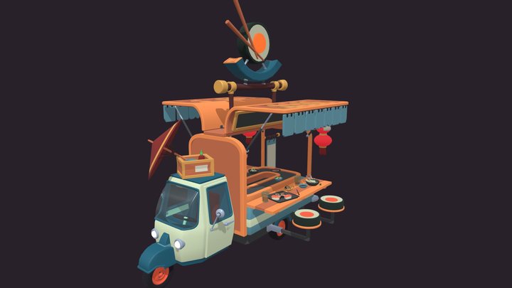 XYZ: stylised tiny sushi restaurant 3D Model