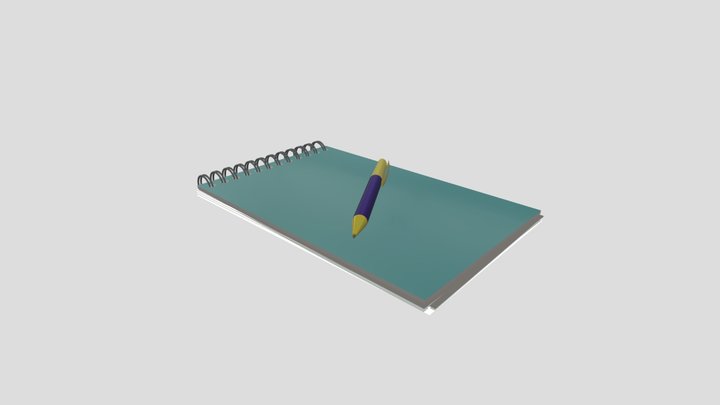 A Notebook and a Pen Draft 3D Model