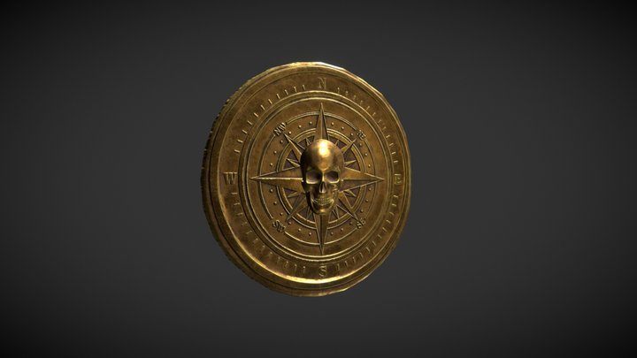 Old Historical Pirate Coin 3D Model