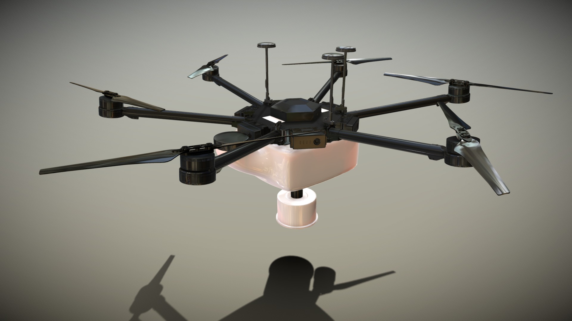 3D model Drone for Agriculture - This is a 3D model of the Drone for Agriculture. The 3D model is about a drone with a light on it.