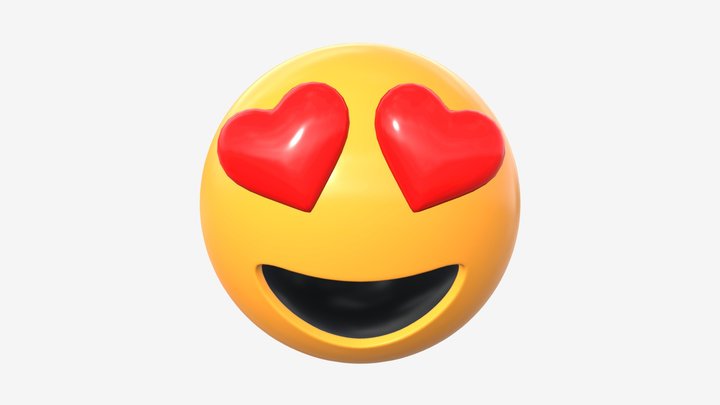 Emoji 052 Large smiling with heart shaped eyes 3D Model