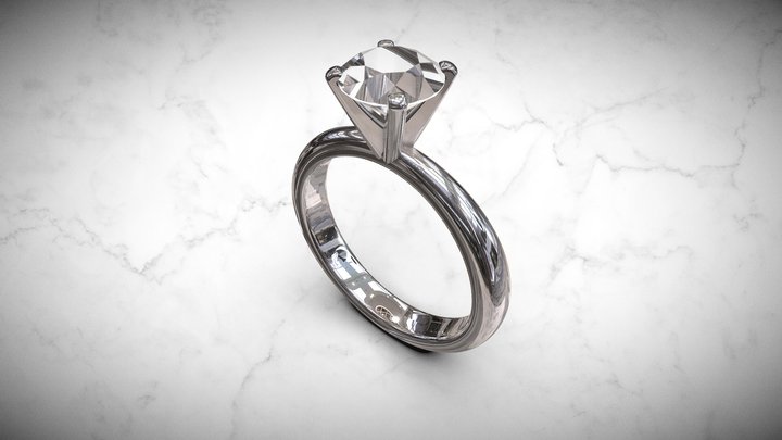 Solitaiire diamond Engagement Ring .91 carats 3D Model