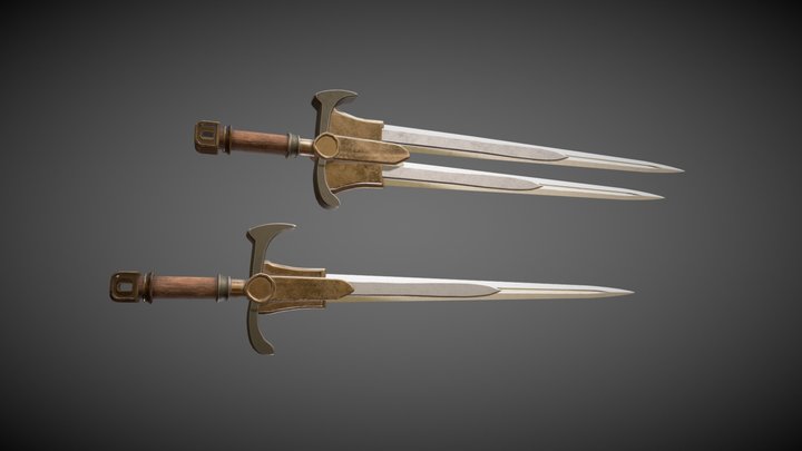 "The Bird That Drinks Tears" swords 3D Model