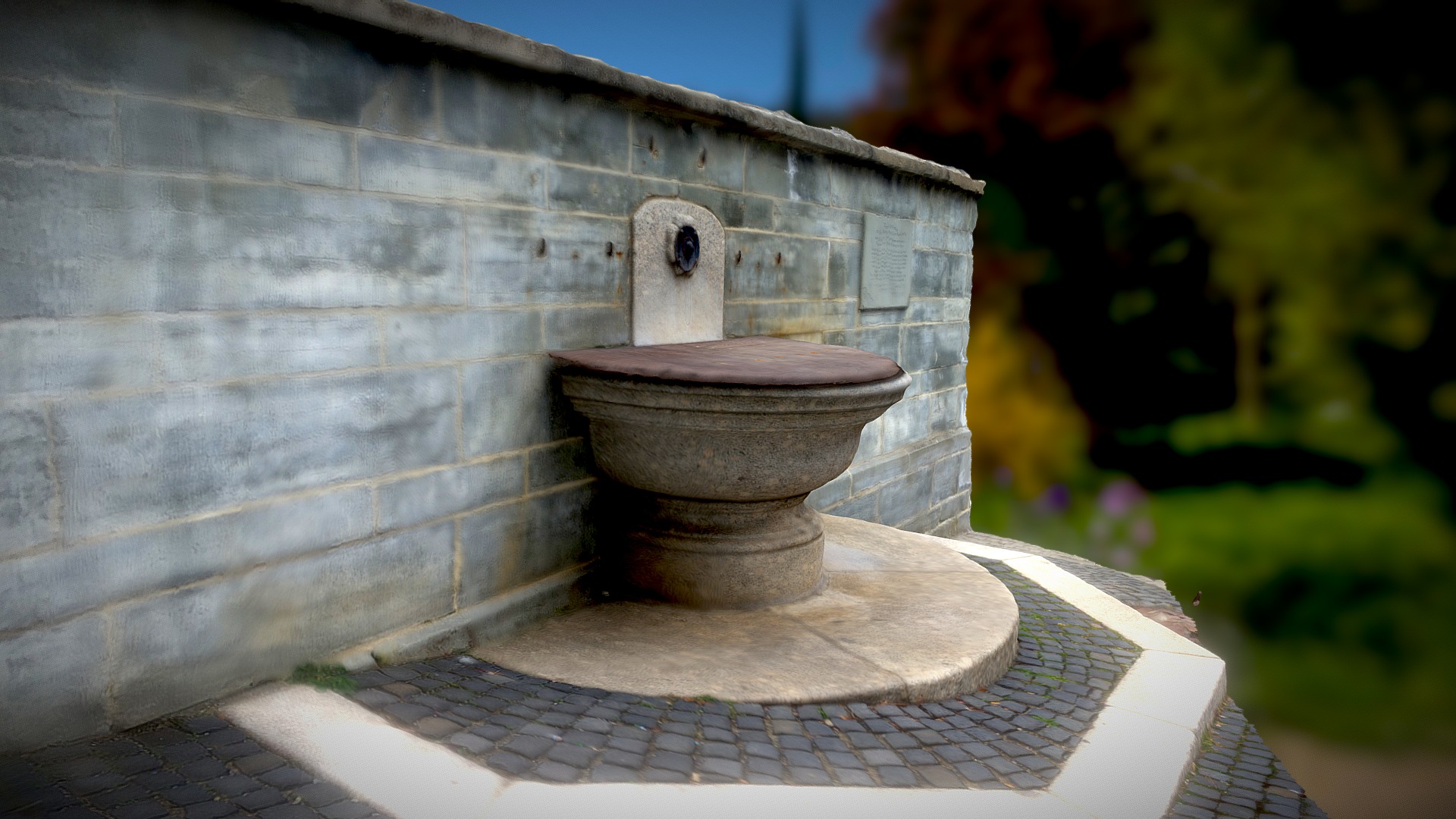 3D model Brunnen in Radolfzell - This is a 3D model of the Brunnen in Radolfzell. The 3D model is about a water fountain outside.