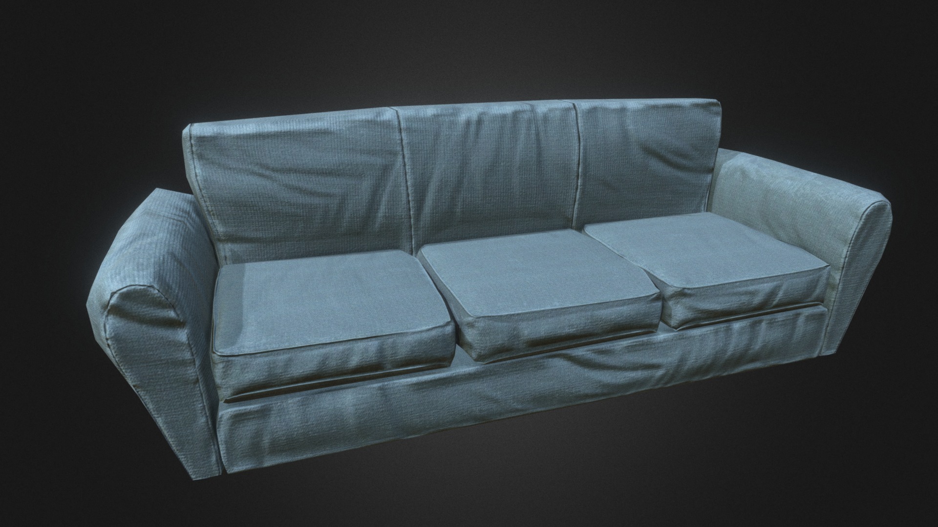 3D model Blue Sofa - This is a 3D model of the Blue Sofa. The 3D model is about a white couch with a grey cushion.