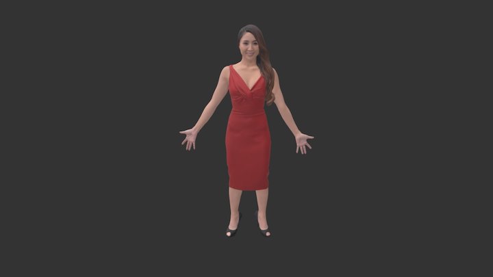 Woman_reddress_01_100k 3D Model