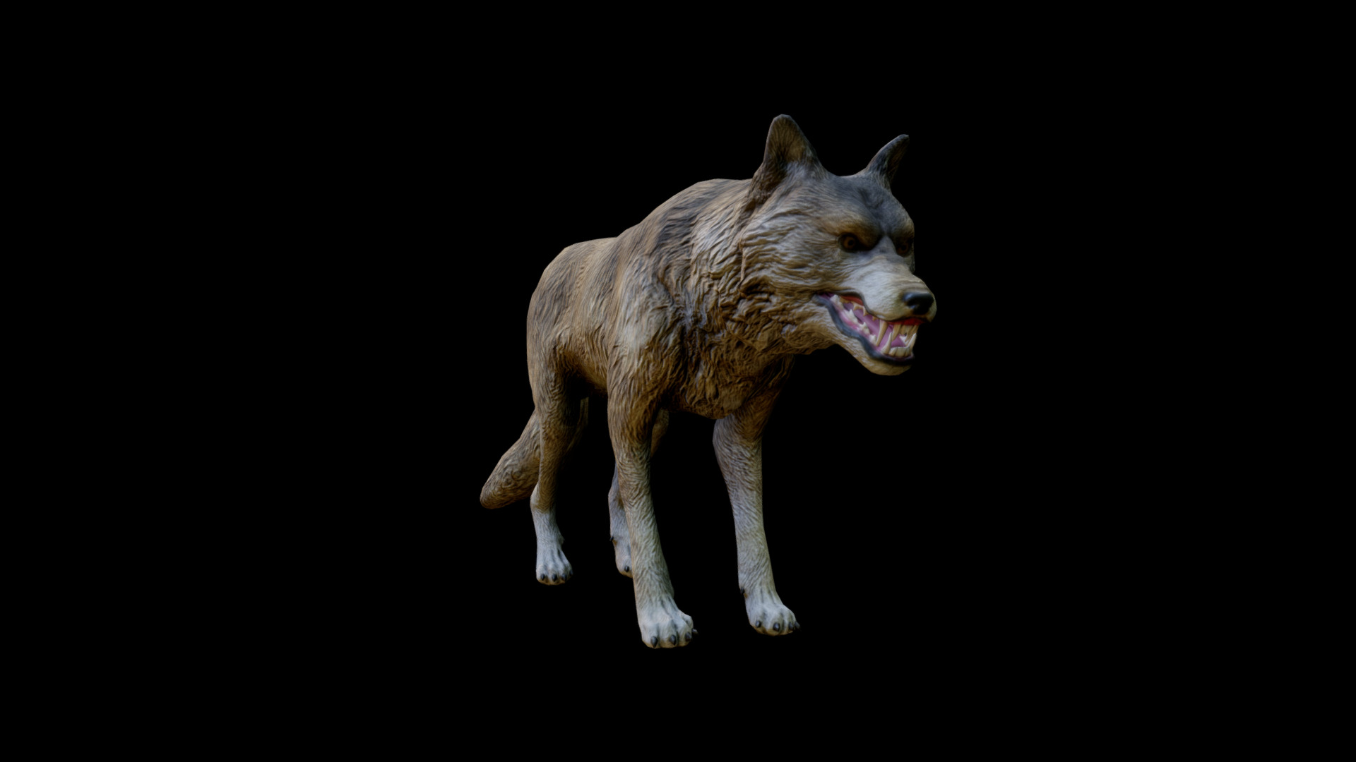 3D model FANTASY WOLF ANIMATIONS - This is a 3D model of the FANTASY WOLF ANIMATIONS. The 3D model is about a wolf with its mouth open.