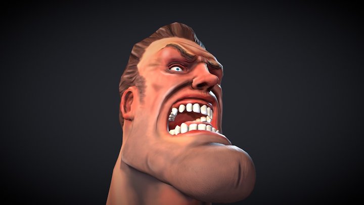 Angry Head Sculpture 3D Model
