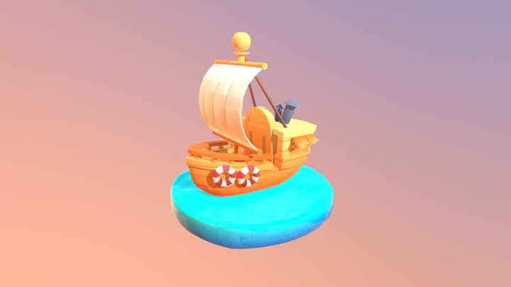 Wooden boat 3D Model
