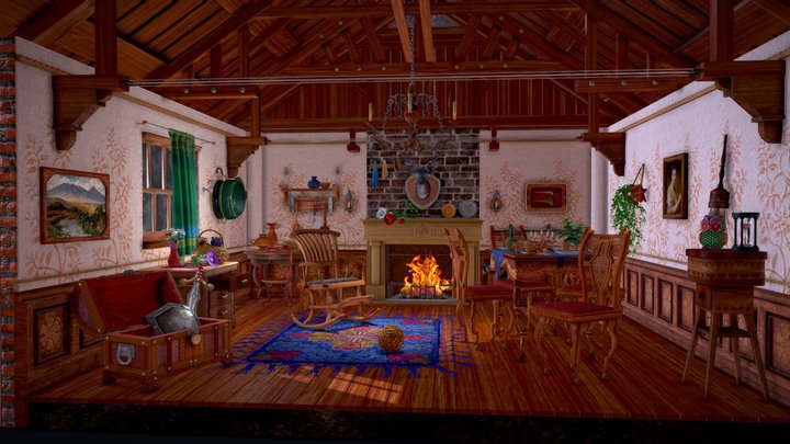Medieval Dining Room Interior Remastered v3.0.3 3D Model