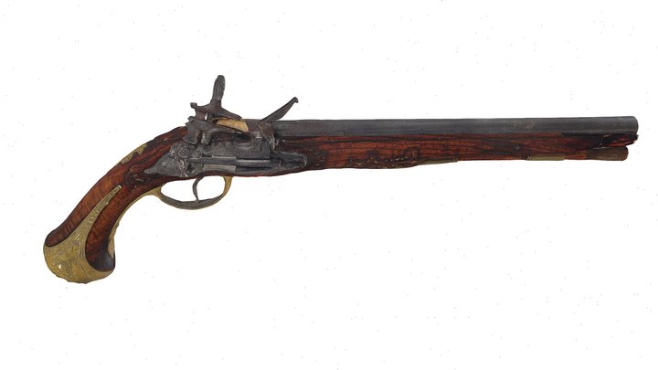 Pistola d’avantcàrrega de pedra foguera, c.1750 3D Model