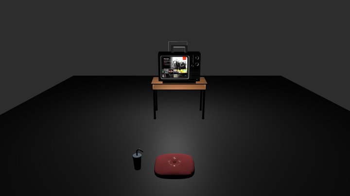 Netflix on retro TV 3D Model