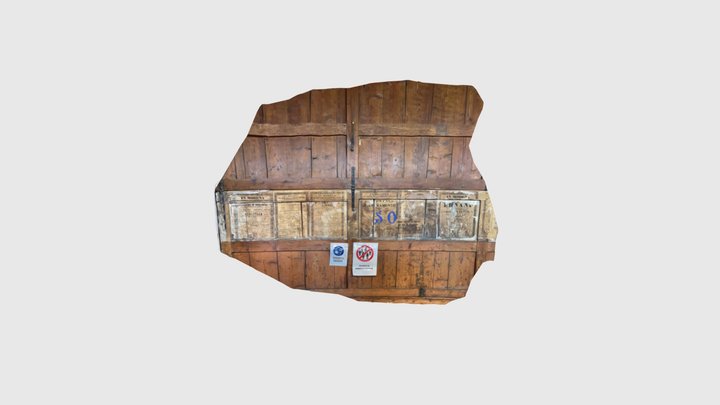 Old wood wall with cool decals, scan 3D Model