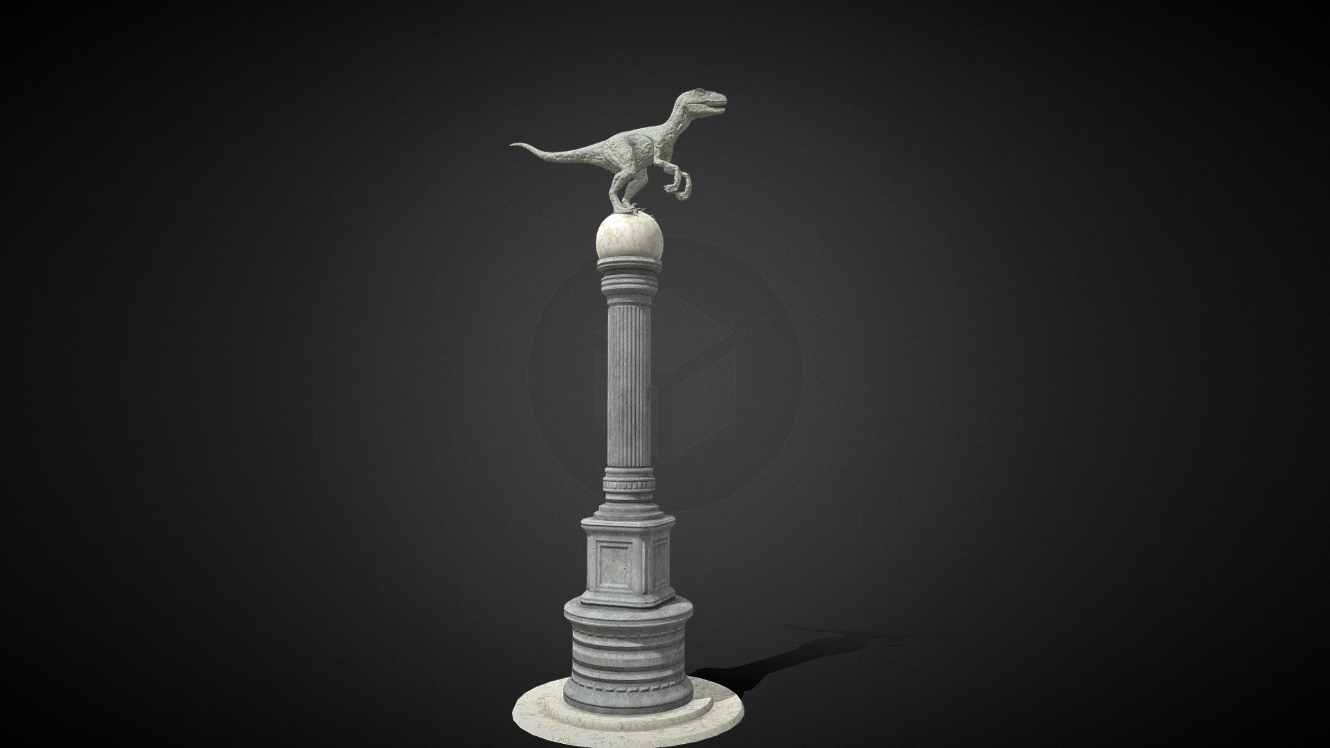 Low poly Dinosaur Raptor Statue Monument - Buy Royalty Free 3D model by ...