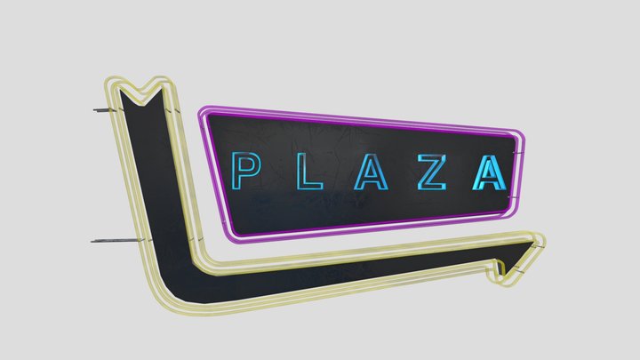 Sci Fi Plaza Neon Sign 3D Model