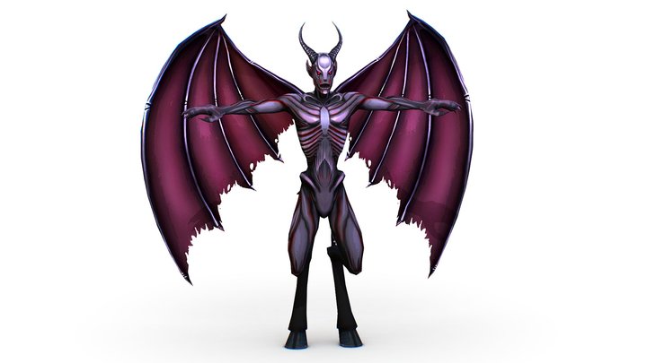 Low Poly Dark Demon Vampire Monster 3D Model