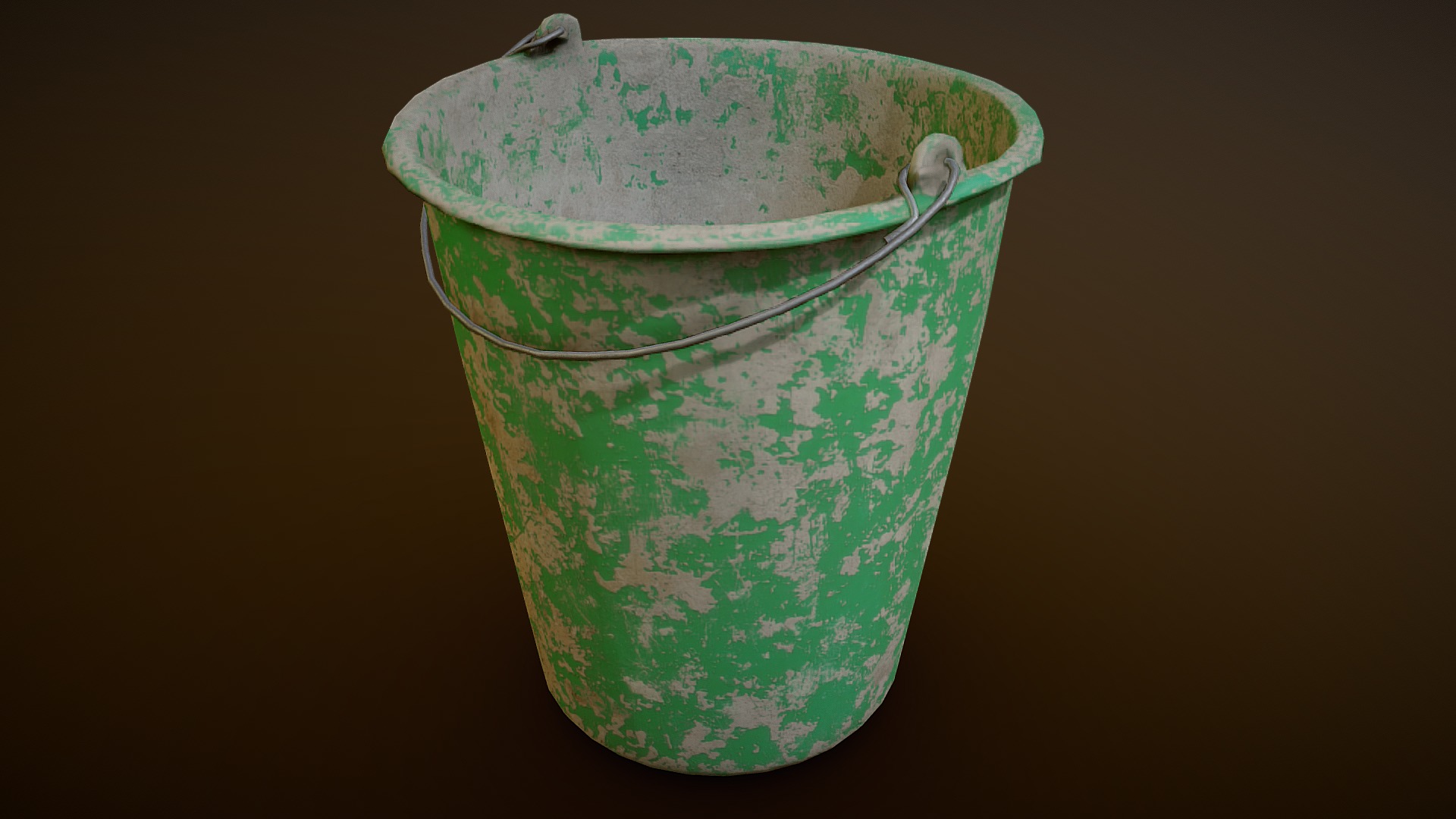 3D model Old Plastic Bucket - This is a 3D model of the Old Plastic Bucket. The 3D model is about a green vase with a handle.