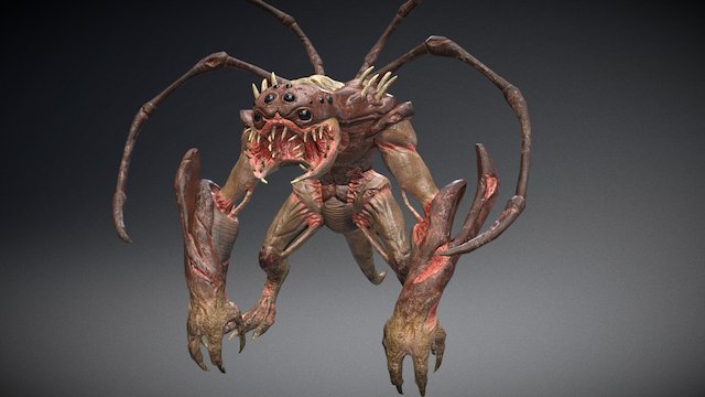 Sci-fi "Spider Lizard" creature - static pose 3D Model