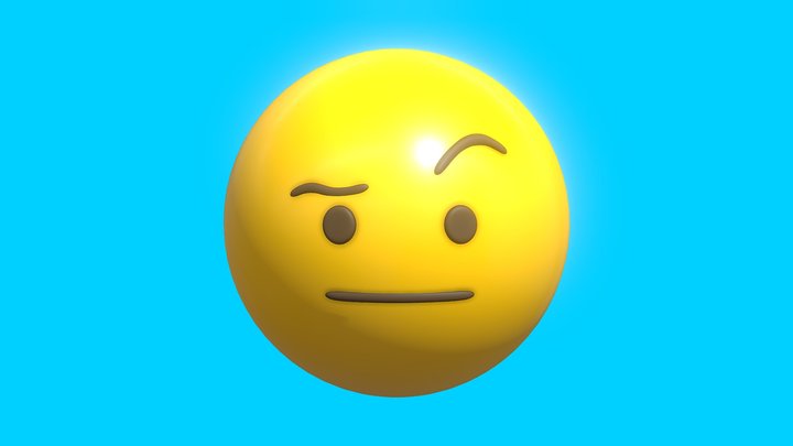Questioning Face Emoticon Emoji or Smiley 3D Model