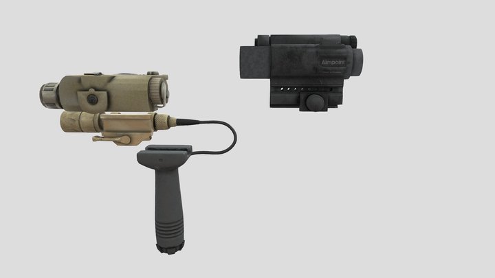 Attachments of M4A1 carbine 3D Model