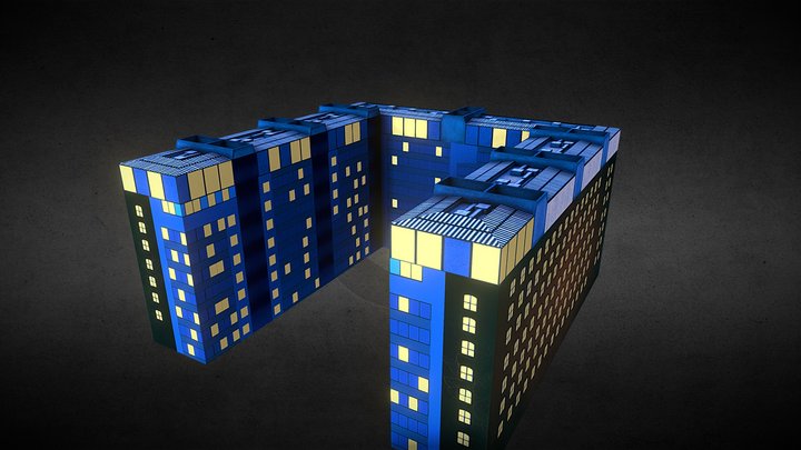 Edinburgh building low poly night version 3D Model