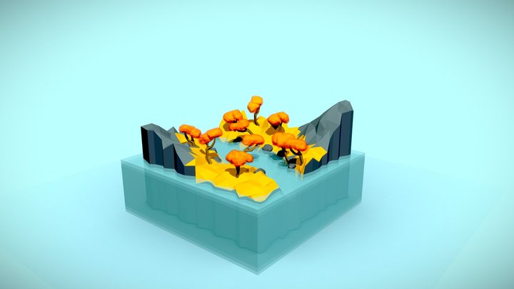 Low-poly Autumn River 3D Model