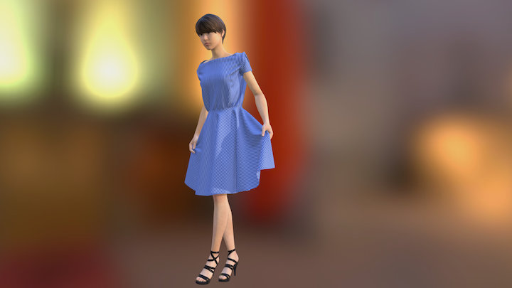 Shirt Blue Sketch Frab2 3D Model