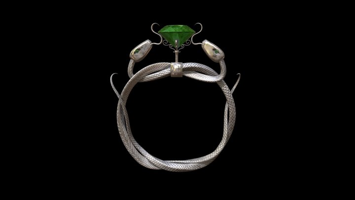 Twin Snakes Silver Ring 3D Model