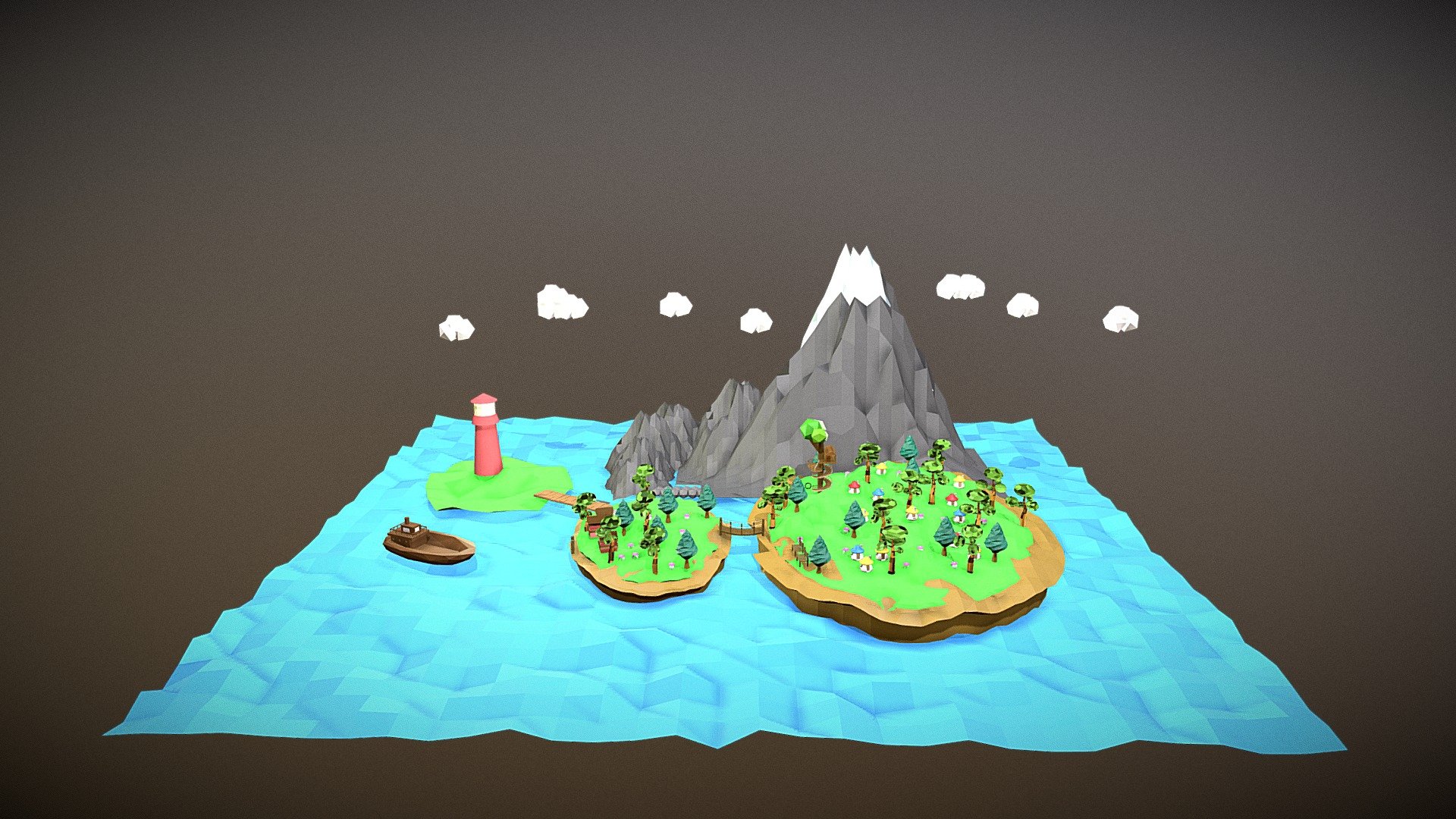 Low Poly Island - 3D model by elmira [42d5042] - Sketchfab