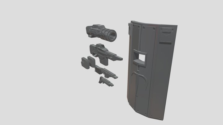 28mm Gun Set rhino tactical assault squad 3D Model
