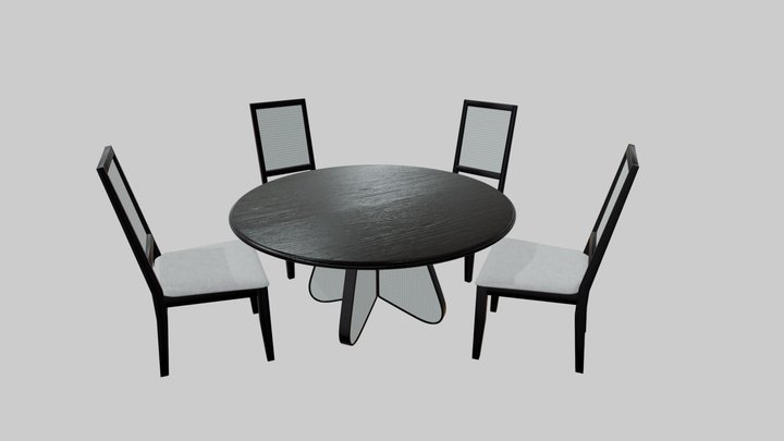 3D Butterfly Dining Table Set 3D Model