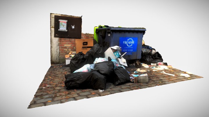 Trash pile and trash plastic bags 3D Model