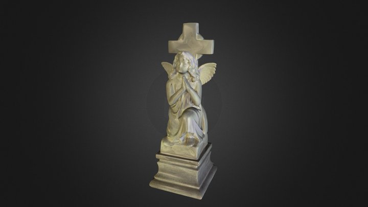 praying angel with cross 3D Model
