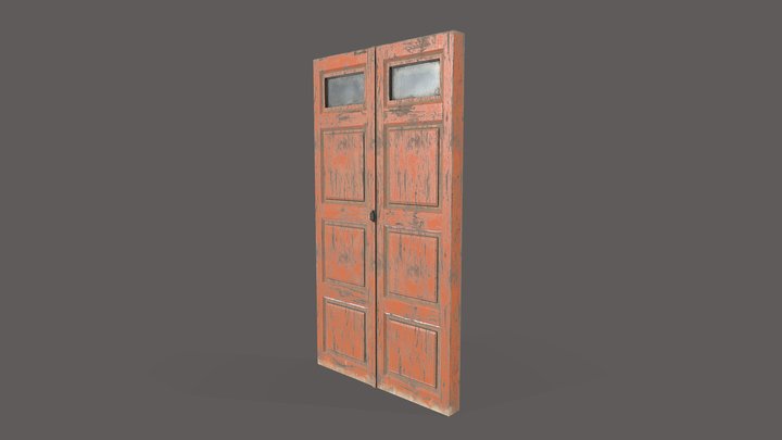 Old wooden door (Low poly) 3D Model
