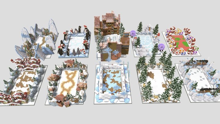 Pack x10 Arena Christmas Theme 3D Model