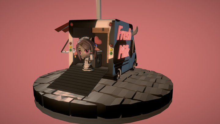 Latte Chibi 3D Model